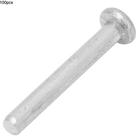100 pièces rivets aluminium tête fraisée M2.5x18/20mm, rivets pleins bombés, fixation bricolage, quincaillerie solide, lot de 100, diamètre 2.5mm, longueurs 18-20mm (1/5)