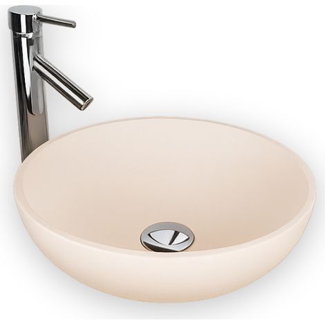 BOLEA 40 cm lavabo freestanding rotondo in Solid Surface beige rosato - Lavabi da bagno