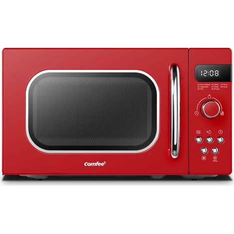 Comfee – Micro-ondes à poser 20L 800W – 5 niveaux de puissance – Couleur rouge – 8 fonctions de menu – Affichage numérique LED