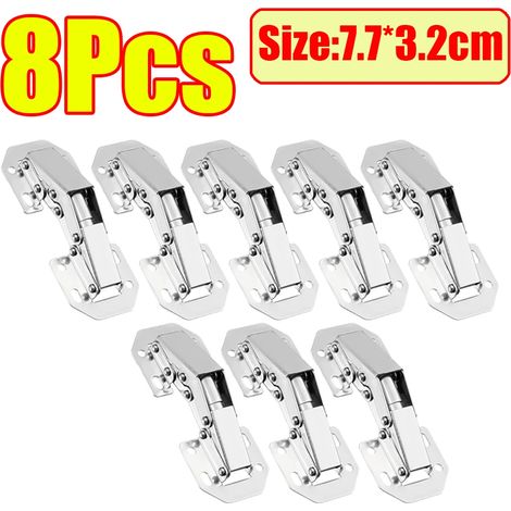 (8 pièces) Charnières de placard en acier inoxydable sans perçage, charnières amortisseurs invisibles pour portes de placard, charnières à montage affleurant (1/5)
