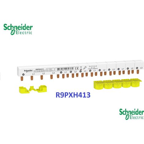 Schneider Electric – Peigne électrique horizontal 3P+N 63A – 13 modules 18mm – Installation rapide pour disjoncteurs Resi9 xp – Conforme CE
