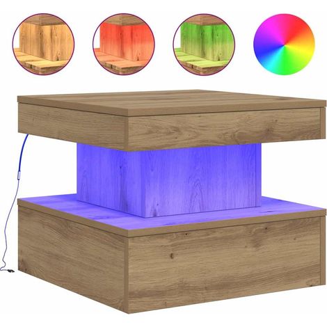 Maison Exclusive - Table basse avec lumières LED chêne artisanal 50x50x40 cm