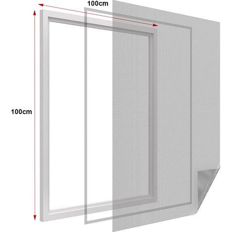 Zanzariera finestra adesiva nera 100x100 cm con nastro in velcro (1/3)