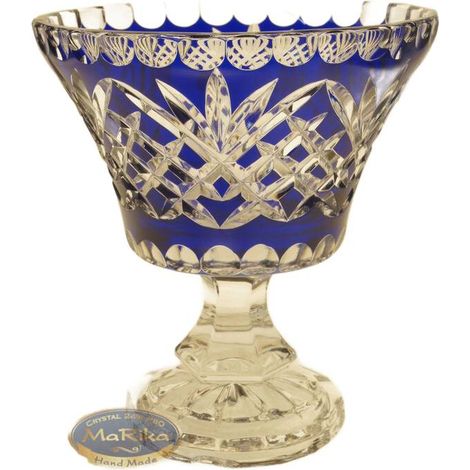 Piatto Rumcajs in cristallo cobalto, 16 cm, a forma di ananas (1/2)