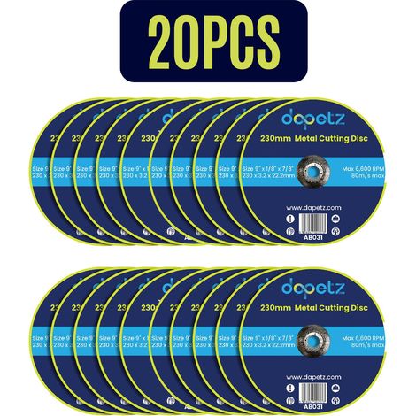 Dapetz ® Metal Cutting Discs 230mm Stainless Steel for Angle Grinder 230 x 3.2 x 22.2mm High Performance Grinder Discs with 22.2mm Bore for Precise Cutting & Smooth Grinding 20PCS (1/5)