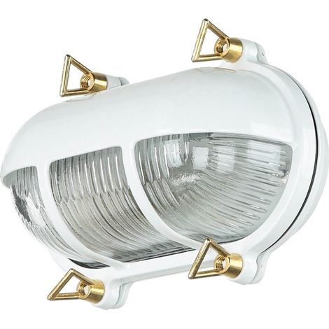 Applique Murale Extérieure Laiton Blanc Verre Massif IP64 E27 W : 21 cm Maritime House Garden Ship Lamp Lampe d'extérieur