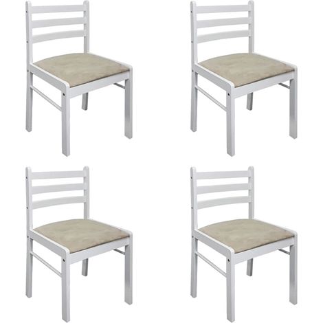 Maison Exclusive - Esszimmerstühle 4 Stk. Weiß Massivholz Gummiba