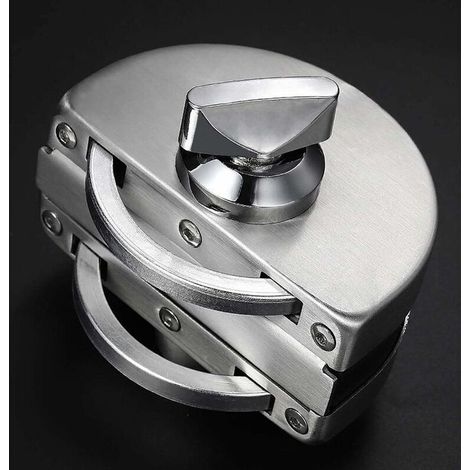 Serratura per porta in vetro in due pezzi, non richiede foratura, in acciaio inox, per vetri da 8-12 mm, per uso residenziale e commerciale. (1/4)