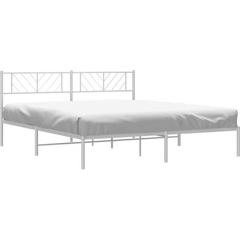 vidaXL Giroletto con Testiera Metallo Bianco 193x203 cm (1/5)