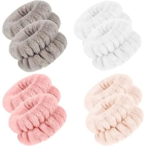 4 paires spa broue lavage microfibre bracelet lavage lavage du visage absorbant les bandeaux de transpiration du poignet (1/4)