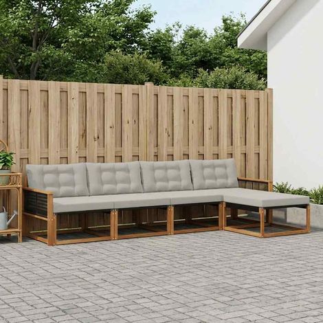 vidaXL Outdoor-Sofagarnitur mit Kissen 5 pcs Natürlich und Hellgrau (1/5)