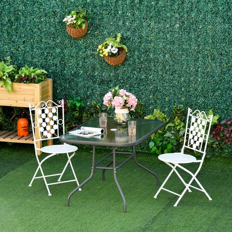 Table jardin trou parasol meubles extérieur métal verre 140x80x70cm, gris