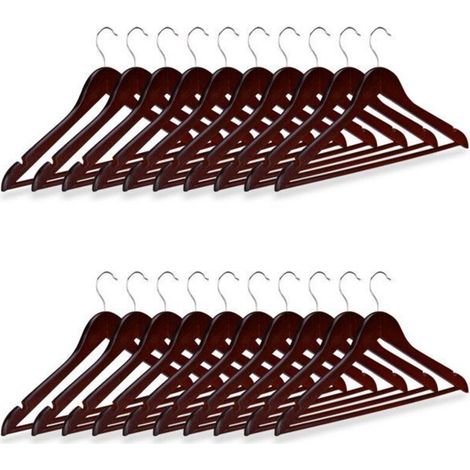 Bardusch - 20x cintres en bois classiques pour manteaux pantalons vêtements, Pivotant sur 360°, HxL 23x44 cm, marron (1/4)