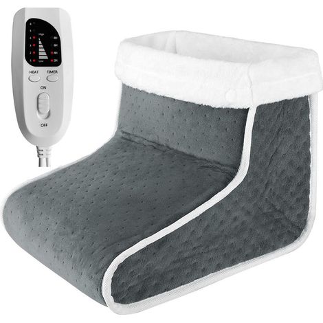 Chauffe Pied Electrique, Chauffe Pieds avec 10 Niveaux de Température & 3 Minuteries, Chaufferette Pieds avec Chauffe-pieds 40-60℃ Réchauffement Rapide, Avable en Machine, Gris (1/5)