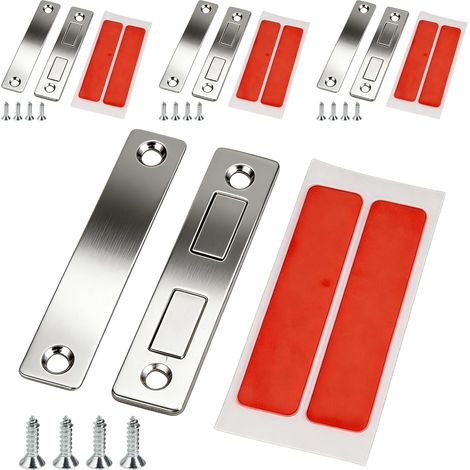 Ultradünner 3,9-mm-Doppelmagnet-Türverschluss für Schränke, 12 kg Tragkraft, 4er-Pack, unsichtbarer Magnetverschluss, für Schubladen und Schiebetüren, Edelstahlschrauben, für Küche, Büro und Wohnmobil (1/5)