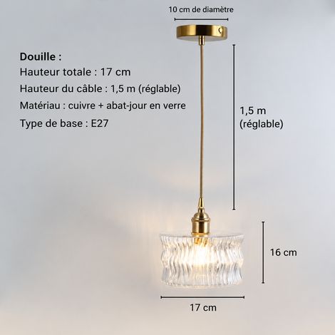 Luminaire suspension modèle E en verre avec ampoule blanc chaud 6W design nordique 23 × 23 × 20 cm 1 kg – Livraison gratuite