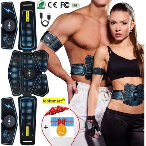 Cintura addominale elettrostimolante ricaricabile tramite USB – 6 modalità di esercizio – 9 livelli di intensità – Dispositivo elettrico per la tonificazione muscolare per uomini e donne