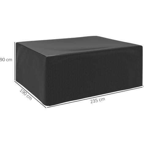 Housse protection mobilier jardin hivernale étanche anti-UV 235x190x90cm noire (1/4)