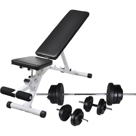 vidaXL Panca da Palestra con Bilanciere e Set di Manubri 60,5 kg (1/5)