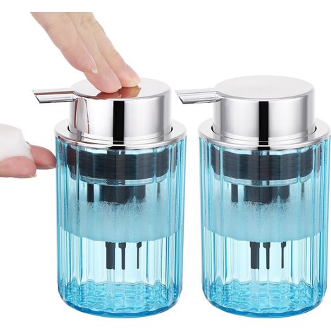 2 Pièces Distributeur Savon, 300ml Flacon Mousseur, Plastique Résistant, Tête Pompe Mousse, Salle de Bain Cuisine (1/5)