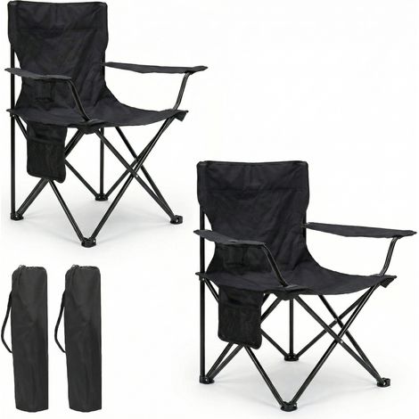 Pack de 2 Sillas Plegable Camping Negro 80x48x49cm (1/5)