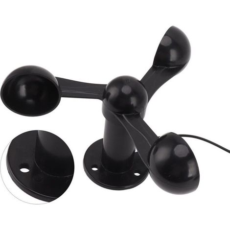 Anémomètre à trois tasses Câble étanche 8 m Trou de montage 4 cm Matériau ABS durable Détecteur de vitesse du vent extérieur (1/5)
