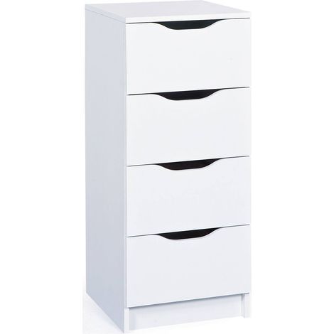 Cassettiera Dra, 4 Cassetti, Apertura Scorrevole, 40.00x40.00x92.00h cm Bianco (1/3)