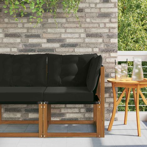 vidaXL Outdoor Corner Sofa Solid Acacia Wood and Textilene Fabric