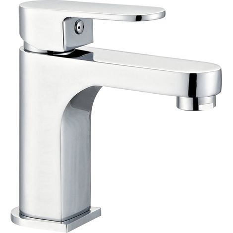 Robinet mitigeur design de lavabo vasque bec fixe en laiton chrome (1/4)