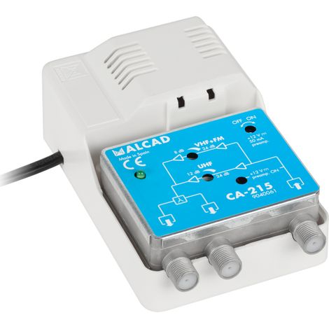 Répartiteur amplificateur d'antenne haut débit 2 TV IP20 12V Alcad CA-215
