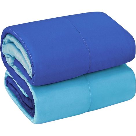 Trapunta Piumone Invernale Double Face 250 gr Coperta Calda Letto Matrimoniale Made In Italy Blu - 1 Piazza