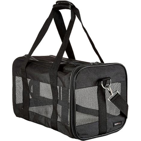 Sac de transport aérien souple en filet pour animaux de compagnie, format moyen - 42 x 24 x 25 cm, noir (1/5)