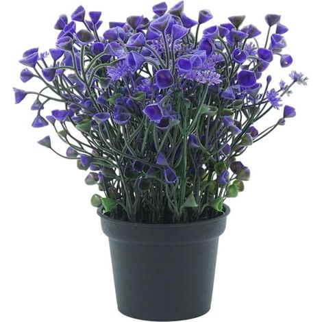 Künstliche Topfblumen, kleine künstliche Topfpflanzen, künstliche Pflanze für Zuhause, Büro, Wohnzimmer, Bürodekoration (lila) – 4 Stück