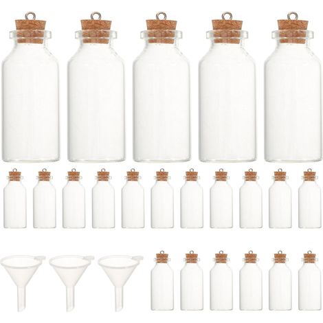 43pièces Bouteille à Souhaits Transparente Mini Bouteille Verre Étanche avec Bouchon Vide avec Bouchon De Liège (1/5)
