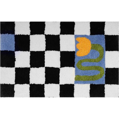 Tapis de bain à grilles pelucheuses, doux, pour salle de bain, chevet, antidérapant, décoration de maison, pour chambre à coucher, porte d'entrée (1/5)