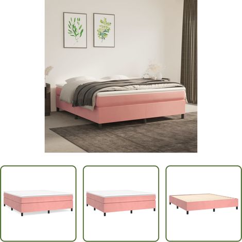 vidaXL Rosa Boxspringbett - Boxspringbettgestell Rosa 160x200 cm Samt (1/5)
