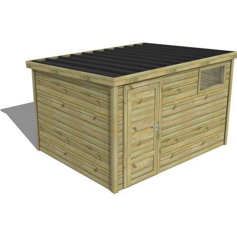 ABRI DE JARDIN bois traité 27mm, Essentiel, 3,4x2,6m, 9m2 (1/3)