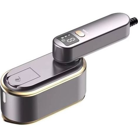 Ferro da stiro a vapore da viaggio con schermo LCD, si riscalda in 10 secondi, 2000 W, manico girevole a 180°, vaporizzatore portatile per indumenti, 3 livelli di vapore (1/4)
