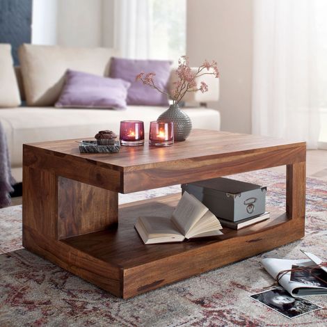 Table basse 90x60x40 cm en bois de sheesham massif (1/5)