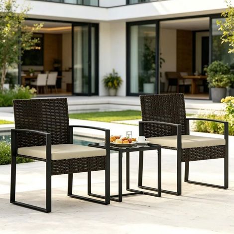 Salon de jardin ensemble compact ensemble de jardin usage extérieur coin bistrot 1 table 2 chaises (1/5)