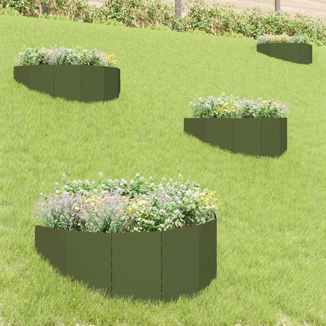 Teenpull – Raseneinfassung 4 Stk. 100 x 45 cm Stahl Olivgrün (1/5)