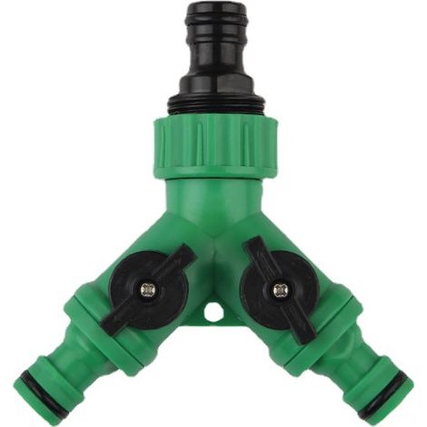 Lot de 2 raccords de dérivation à 2 voies pour tuyau d'arrosage, robinet double, compatible avec machine à laver, tuyau d'arrosage pour jardin et plantation de fleurs. (1/3)