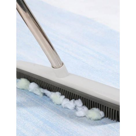 Balai en Caoutchouc de Silicone Blanc à Long Manche Anti-Rayures, pour Enlever Les Poils d'animaux de Compagnie (1/5)
