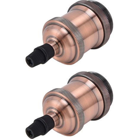 Lot de 2 douilles de lampe vintage rétro en aluminium, accessoires de bricolage pour ampoules vintage E26/27, bronze rouge (1/5)