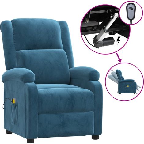 Fauteuil de massage inclinable électrique  Fauteuil relax Bleu Velours 66356 (1/5)