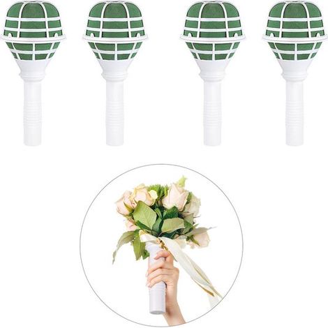 Set di 4 porta bouquet da sposa, porta fiori con stelo in argilla e fiori in schiuma, porta bouquet a mano, stelo per bouquet da sposa fai da te, decorazione per matrimoni (1/5)