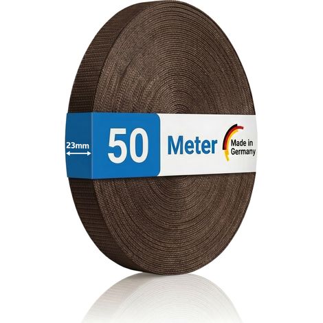 Sangle de volet roulant de 50 m - Maxi 22 mm - Pour porte et fenêtre - Résistante à la déchirure et aux UV - En gris, blanc, beige, marron, noir - Couleur : marron (1/5)