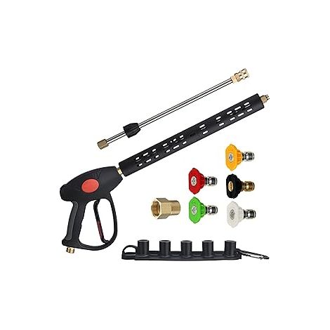 Pistolet de lavage auto céramique 4000 PSI, buse triple fonction avec adaptateur 5 couleurs, nettoyeur haute pression pour voiture (1/3)
