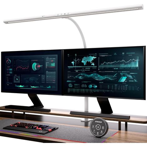 Lampe de bureau avec contrôle gestuel et télécommande, 24 W 80 cm Light Bar, luminosité et température de couleur réglables, Lampe fluorescente pour bureau à domicile, Blanc (1/5)