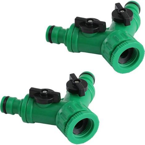 Wasserhahnverbinder, Y-Schlauchverbinder 1/2 und 3/4 Zoll, Wasserhahn-Schlauchverbinder mit separatem Ein-/Aus-Ventil für die Gartenbewässerung (2 Stück) (1/5)